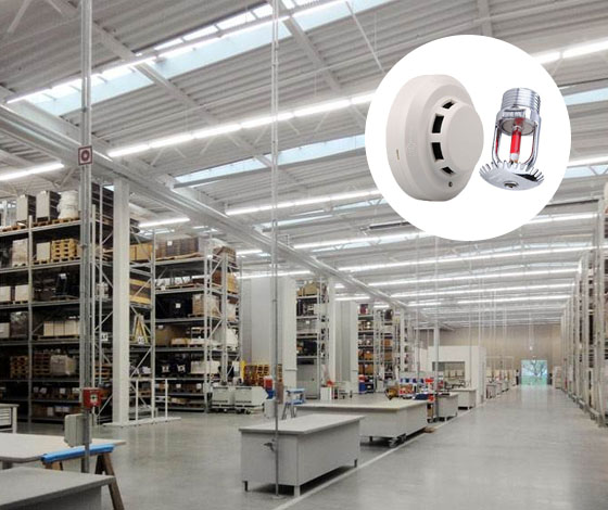 廠房噴淋頭和煙感安裝